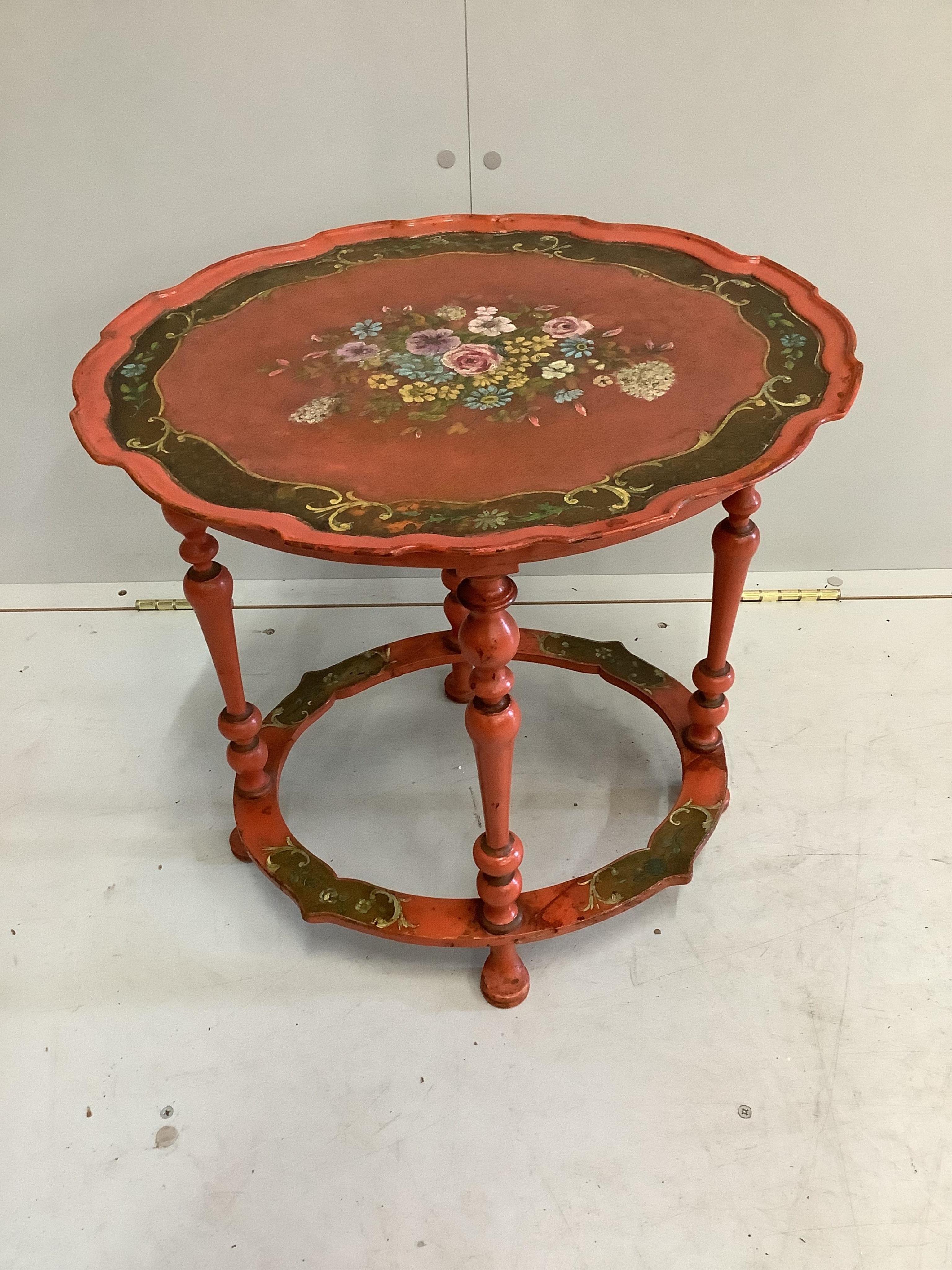An oval painted occasional table, width 49cm, depth 41cm, height 48cm